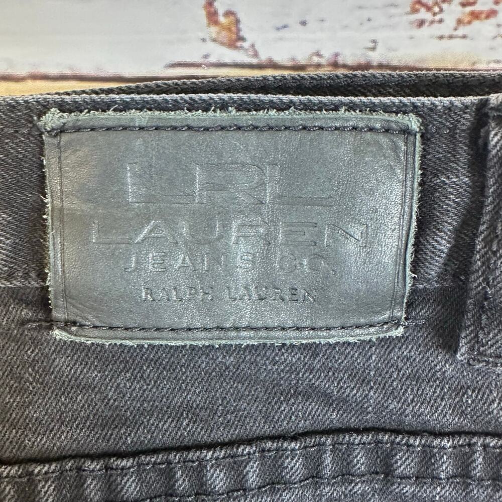 VTG LRL Ralph Lauren Jeans Co Black Denim Straight Skirt Knee Length Womens 12 - Picture 4 of 6